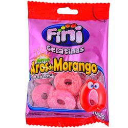 Caramelos de gelatina FINI aros de fresa 100 g
