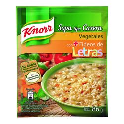 Sopa casera KNORR vegetales con fideos letras 88.5 g