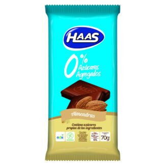 Chocolate HAAS 0% azúcar Almendras 70 g