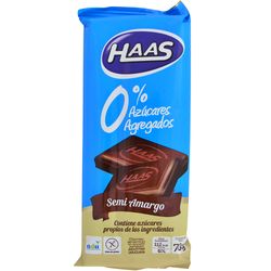 Chocolate HAAS 0% azúcar semi amargo 70 g