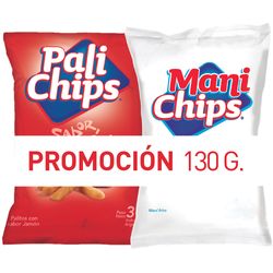 Pack PALI CHIPS jamón 70 g + maní sin piel 60 g